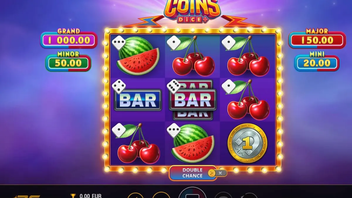 Tampilan visual slot Magnetic Coins Dice dengan simbol koin emas dan magnet
